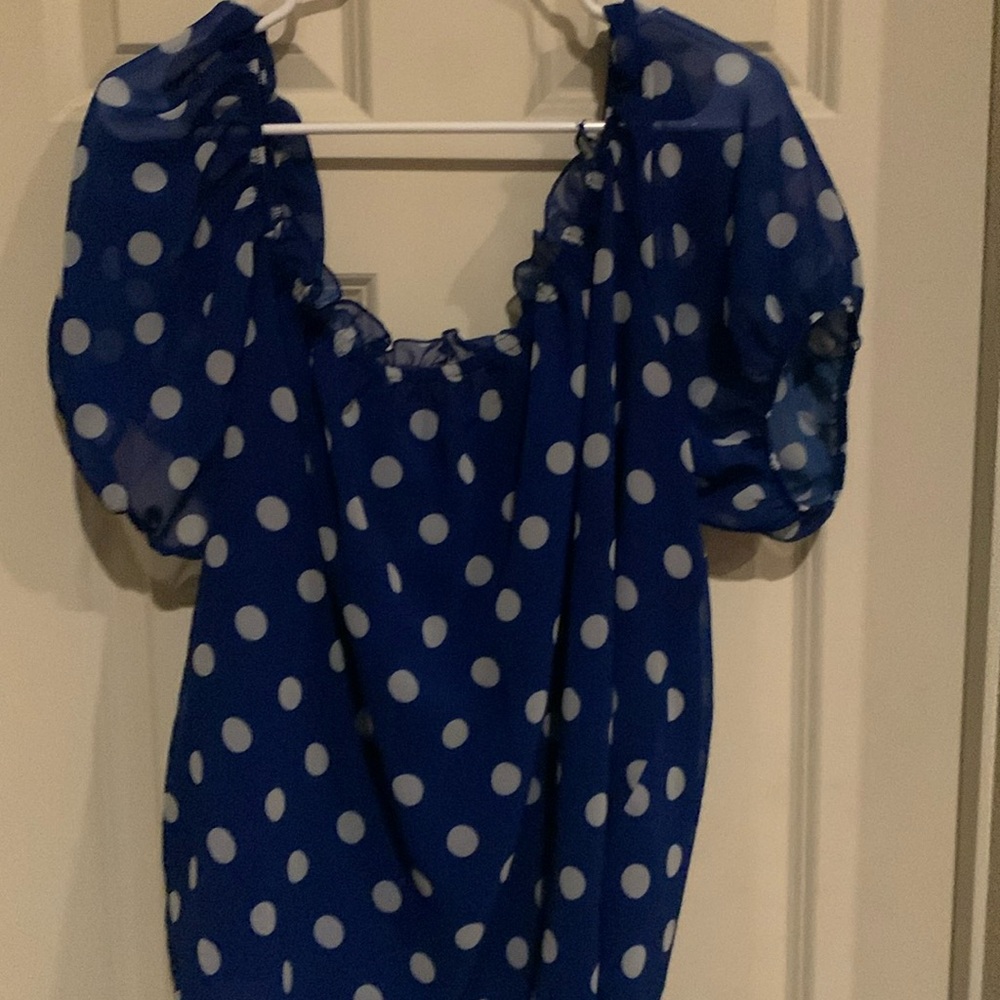 Blue polka dot blouse xxl